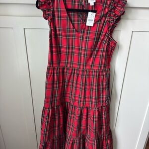 J Crew Holiday Plaid Midi Dress Sz 8
